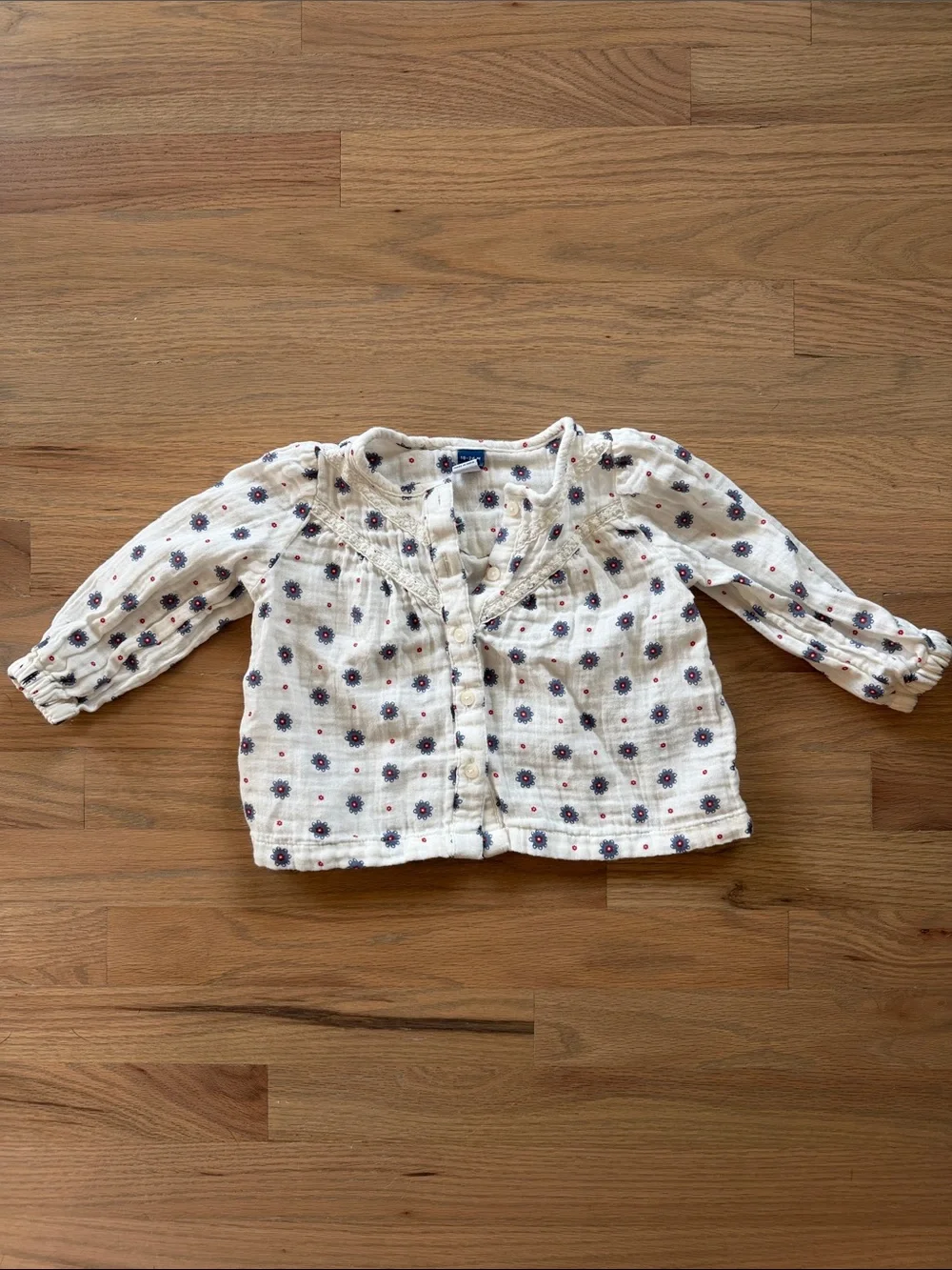 Old Navy Toddler Girls' Cream Floral Button-Front Top 18-24M
